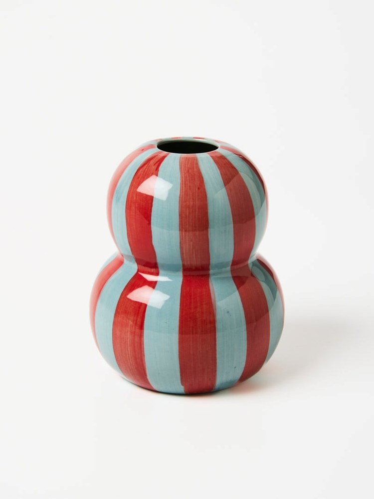 Jones & Co: Fonda Burgundy Pale Blue Stripe Vase