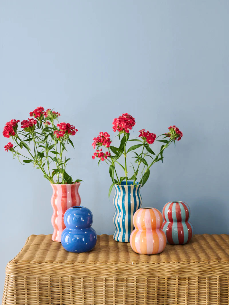 Jones & Co: Fonda Burgundy Pale Blue Stripe Vase