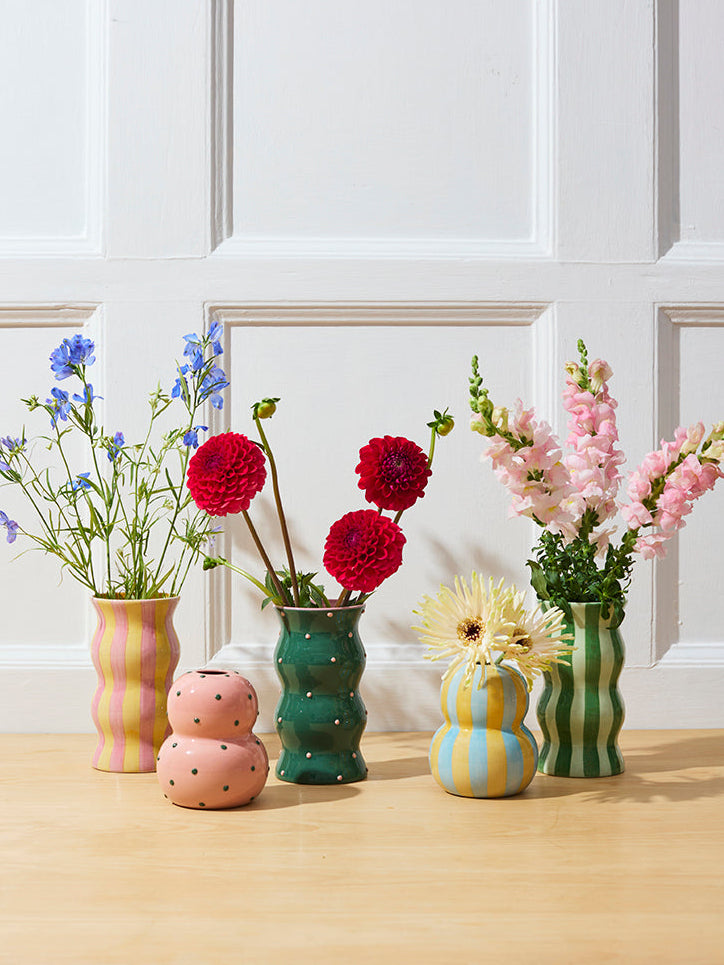 Jones & Co Palma Vase - Yellow Pink Stripe