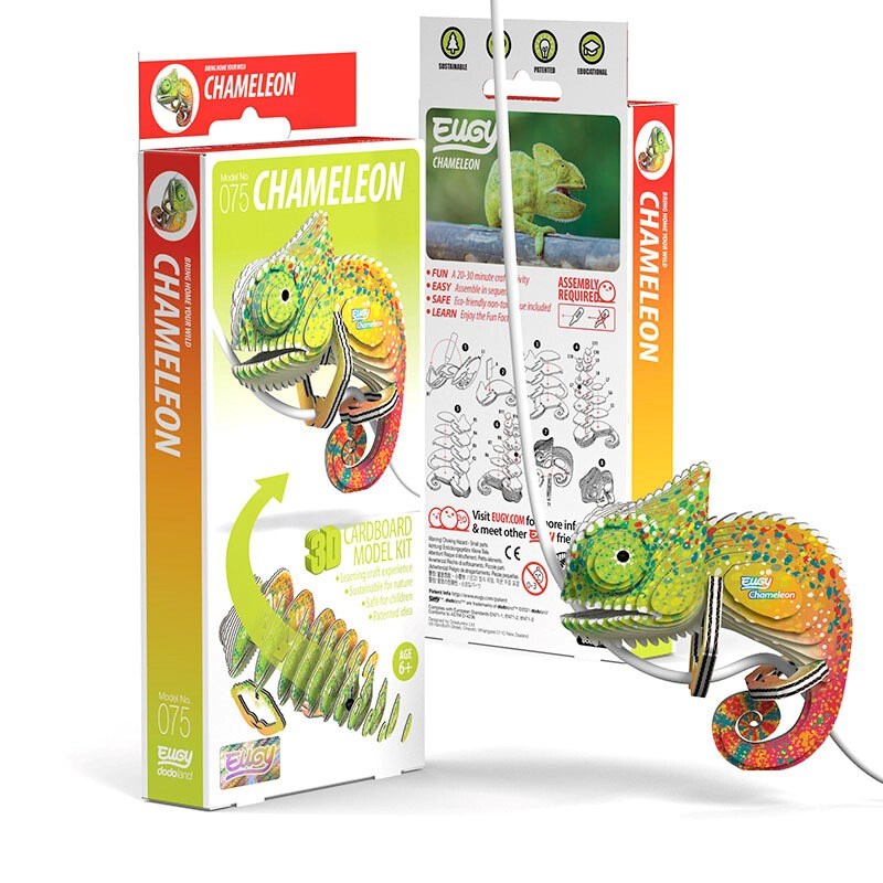 Eugy 3D Paper Model: Chameleon