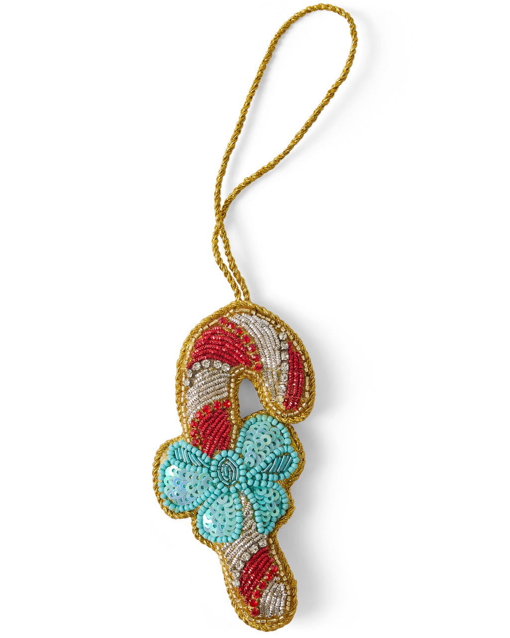 Kip & Co Candy Cane Hand Beaded Christmas Decoration