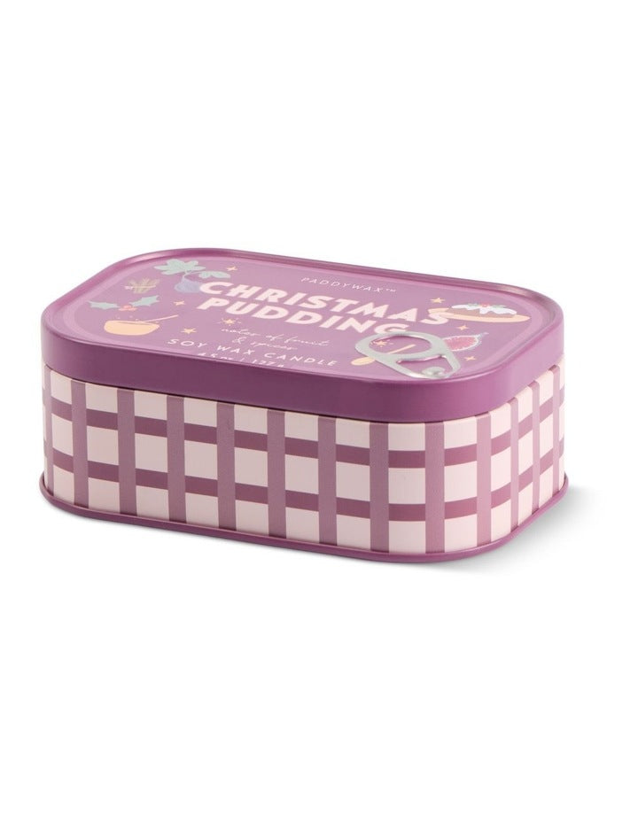 Paddywax Bistro Printed Tin Candle - Christmas Pudding