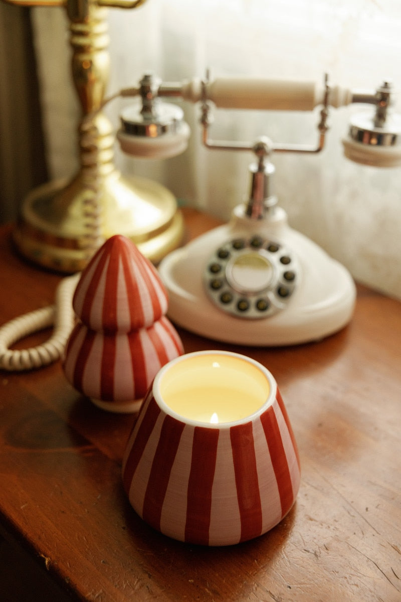 Paddywax Cabana Christmas Striped Tree Candle - Pink Peppermint