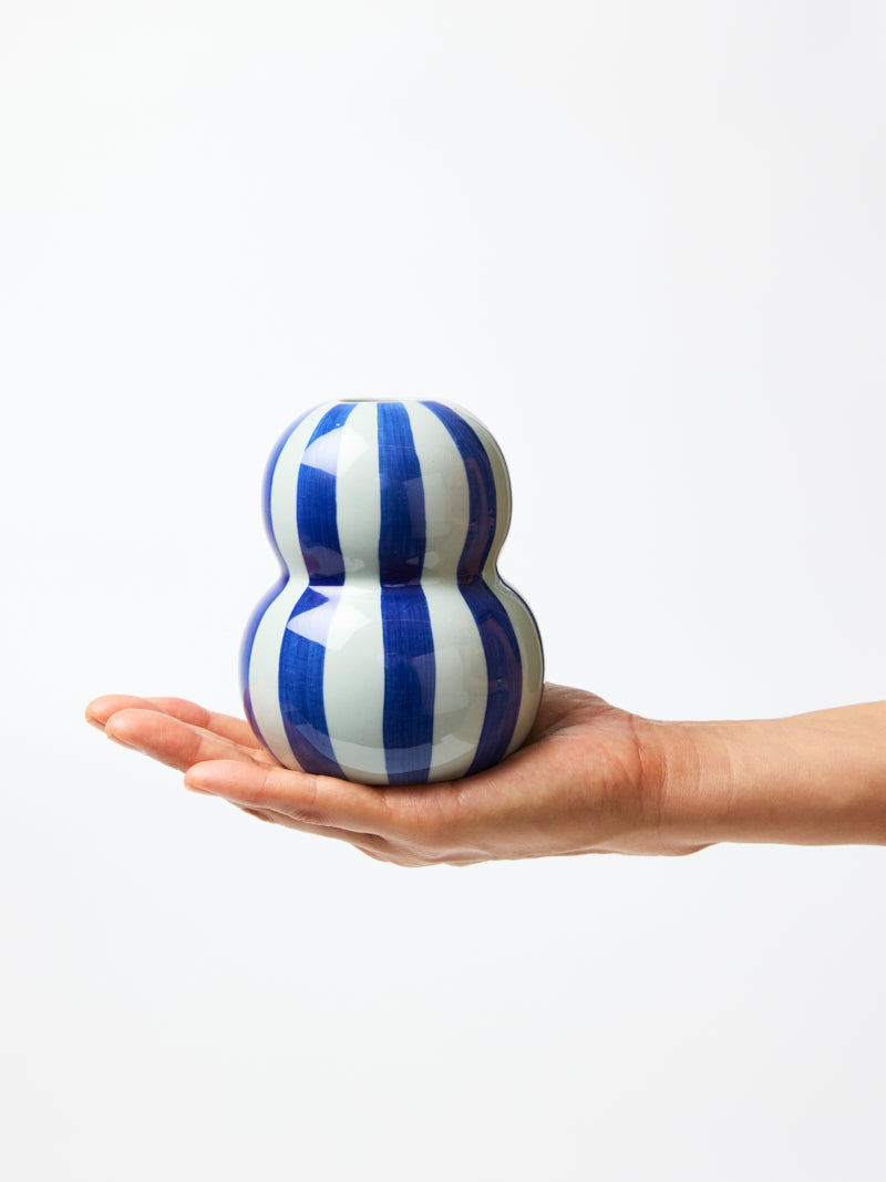 Jones & Co Fonda Vase - Tonal Blue Stripe