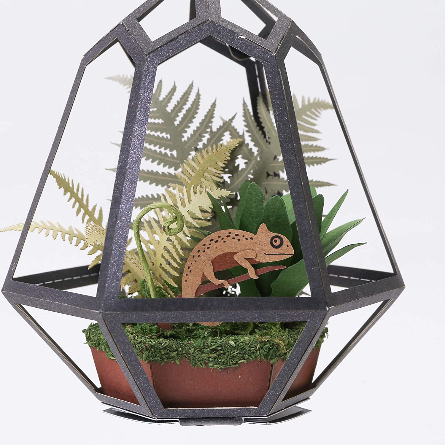 Paper Thought: Lasercut Paper Model Fern and Chameleon