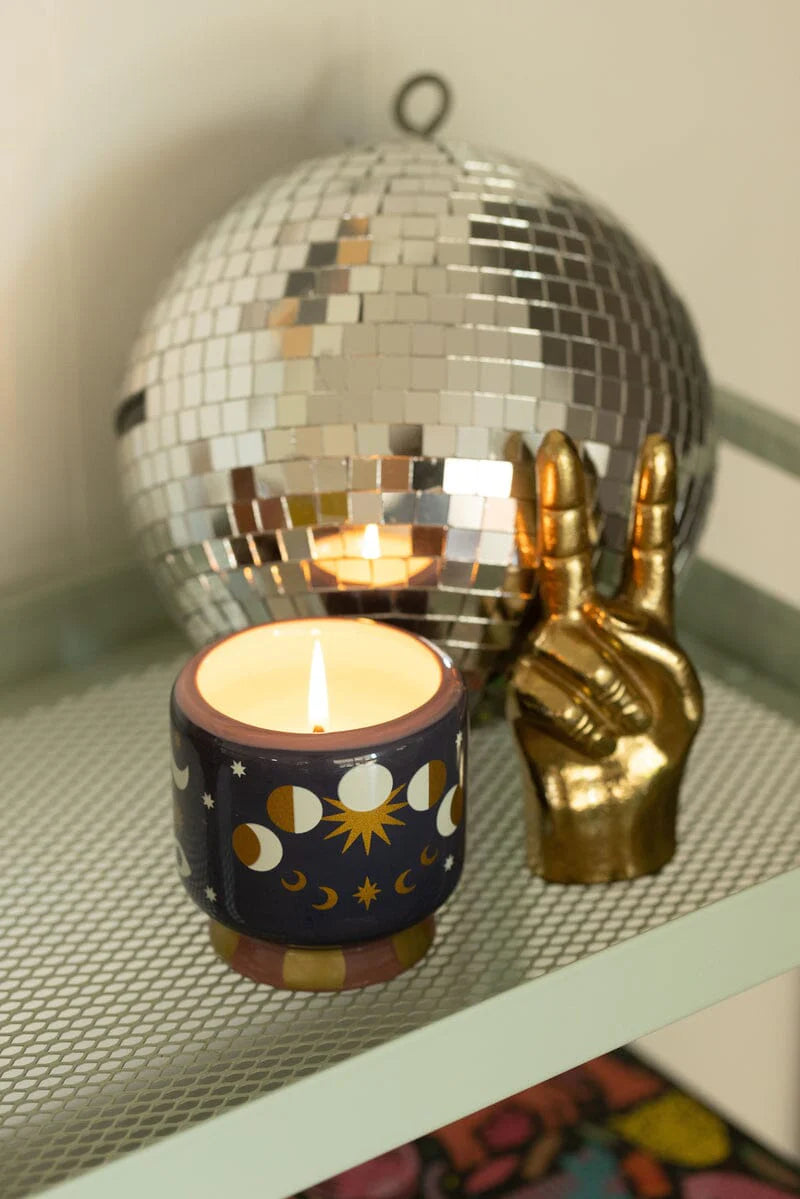 Paddywax: Adopo 8 oz. Handpainted Moon Phases Ceramic Candle Jasmine & Rose