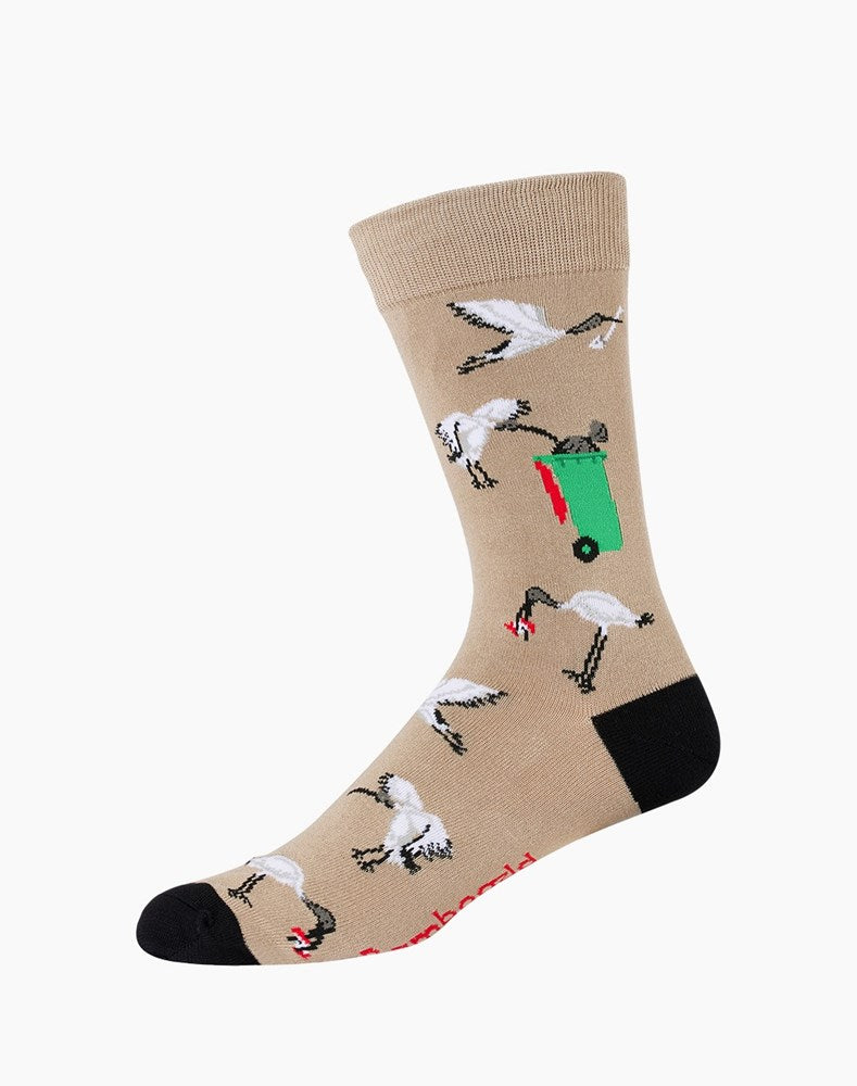Bamboozld: Mens Bin Chicken Bamboo Sock - Stone