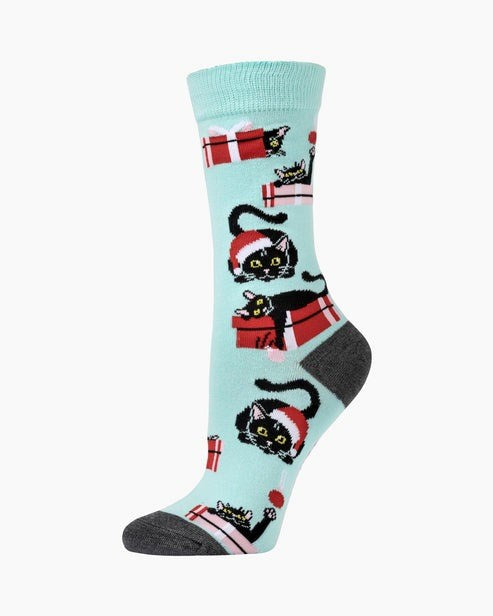 Bamboozld: Womens Meowy Christmas Bamboo Sock