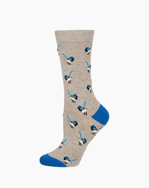 Bamboozld: Womens Blue Wren Bamboo Sock - Grey Marle