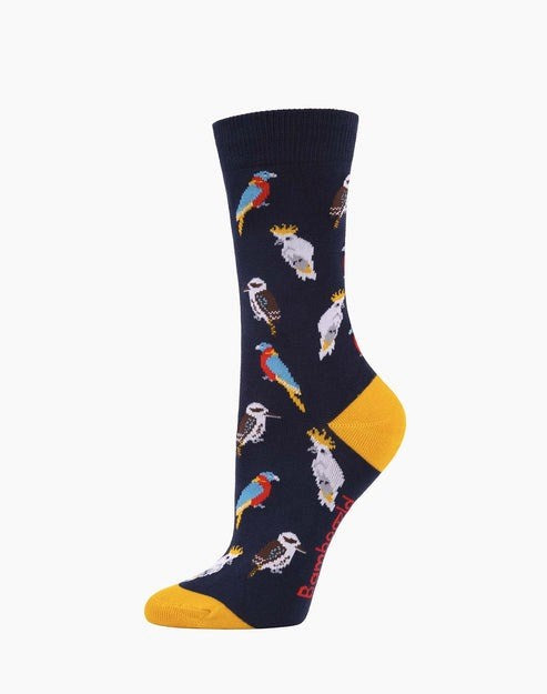 Bamboozld: Womens Aussie Birds Bamboo Sock Navy