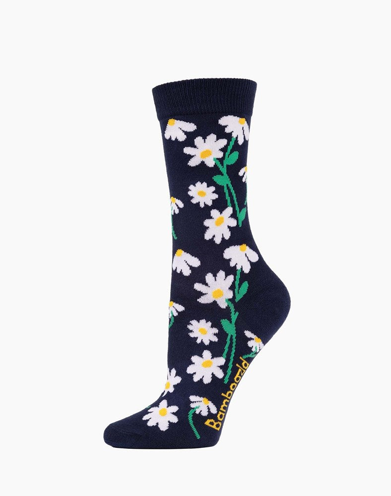 Bamboozld: Womens Daisies Bamboo Sock (Navy)