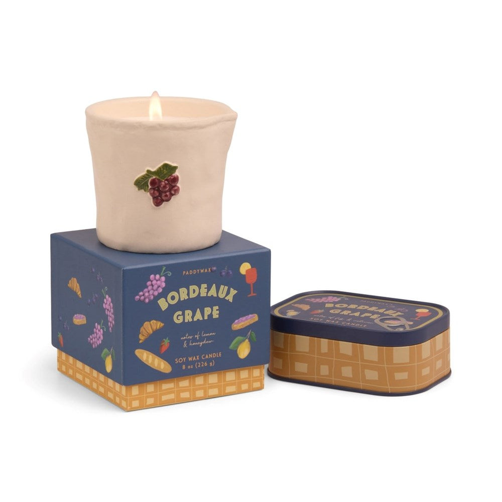Paddywax: Bistro Grapes Embossed Ceramic Candle - Bordeaux Grape Boxed
