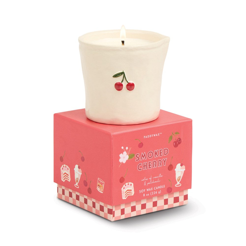 Paddywax: Bistro Cherries Embossed Ceramic Candle - Smoked Cherry
