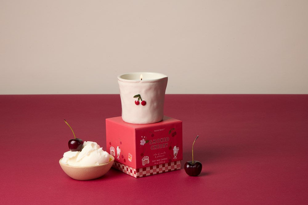 Paddywax: Bistro Cherries Embossed Ceramic Candle - Smoked Cherry