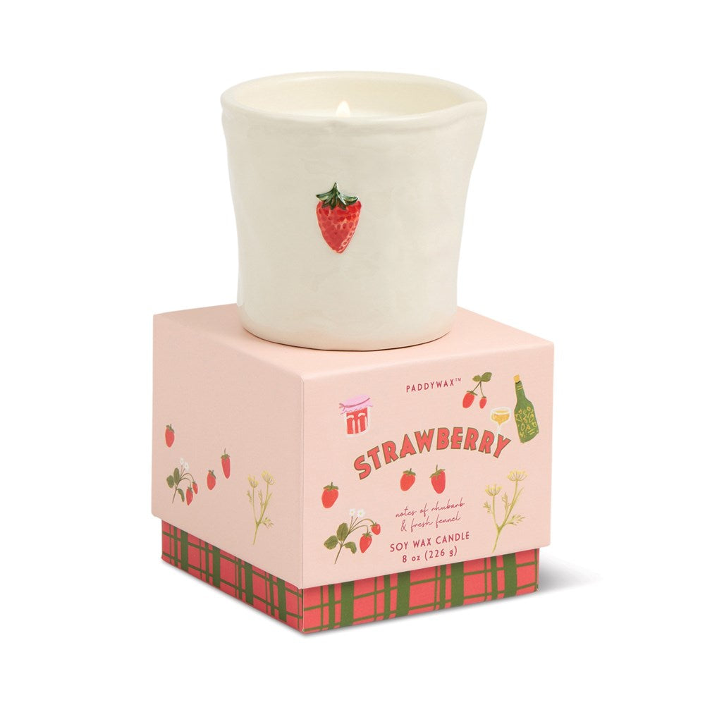 Paddywax: Bistro Strawberry Embossed Ceramic Candle - Strawberry