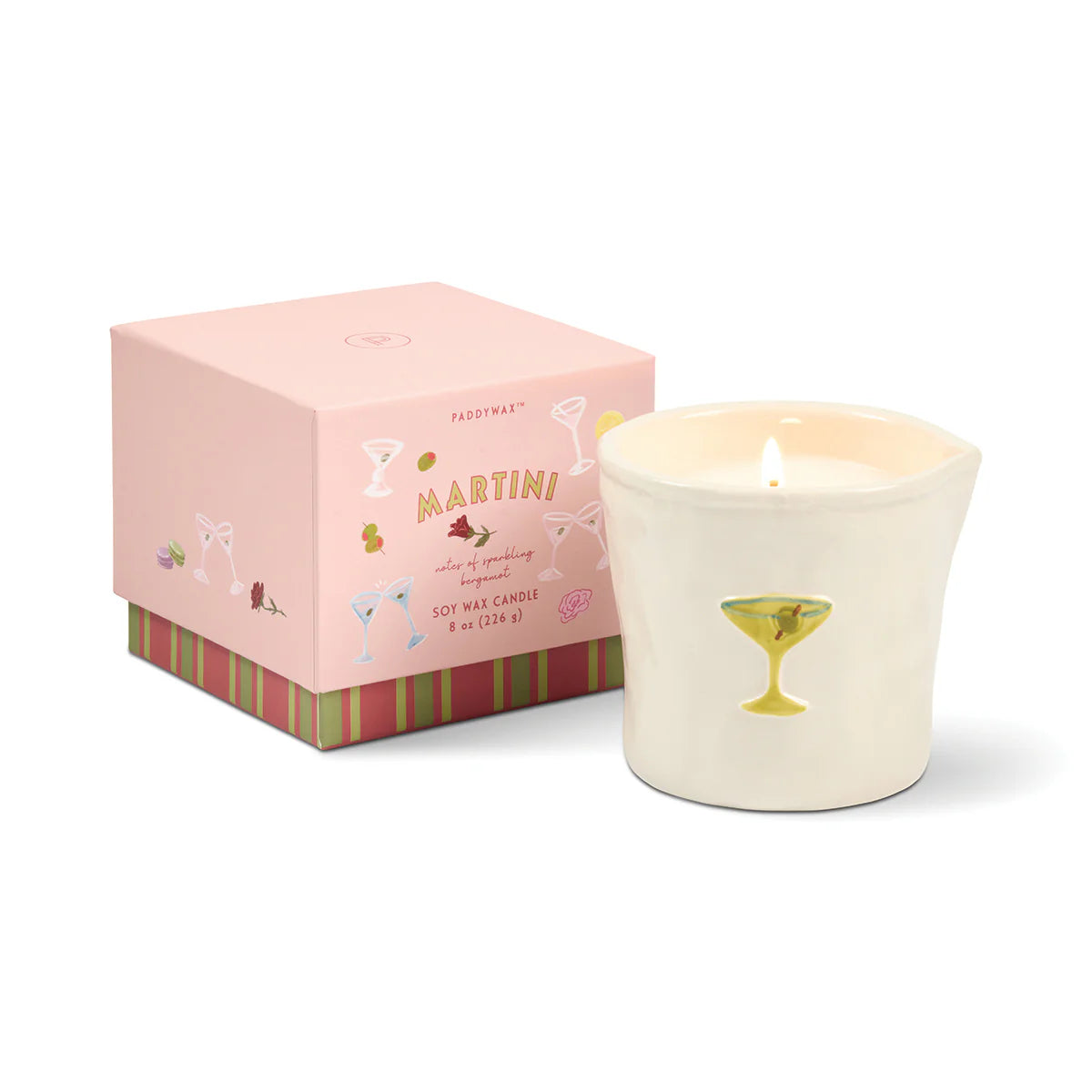 Paddywax: Bistro Martini Embossed Ceramic Candle - Sparkling Bergamot 8oz