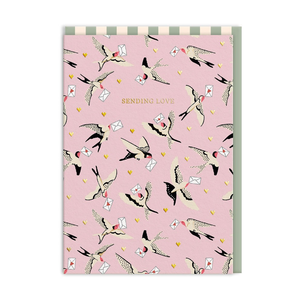Cath Kidston: Foil Greeting Card - Swallows Sending Love