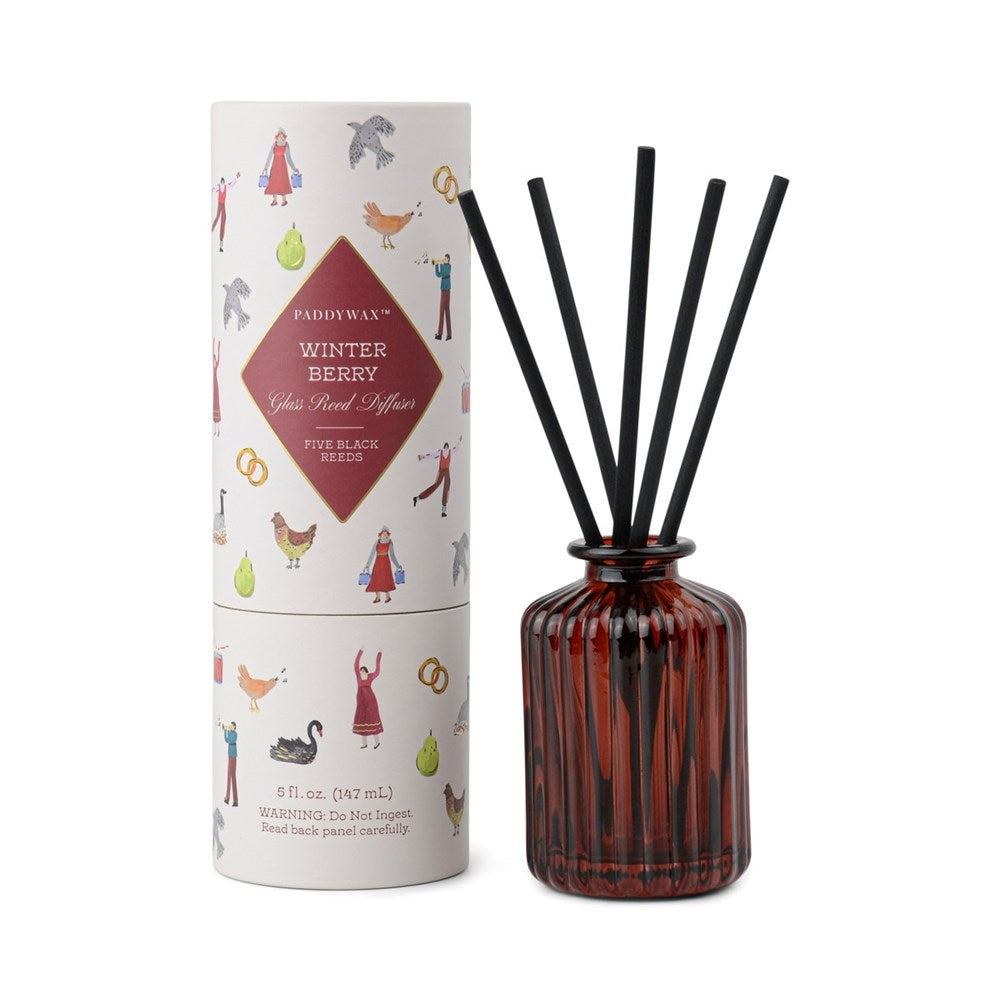 Paddywax: Holiday Ribbed Glass Diffuser In Tube - Sangria Berry