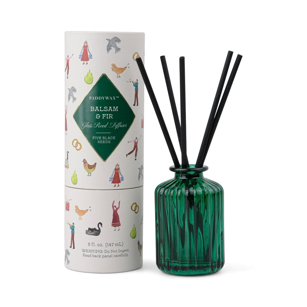 Paddywax: Holiday Ribbed Glass Diffuser In Tube - Balsam & Fir