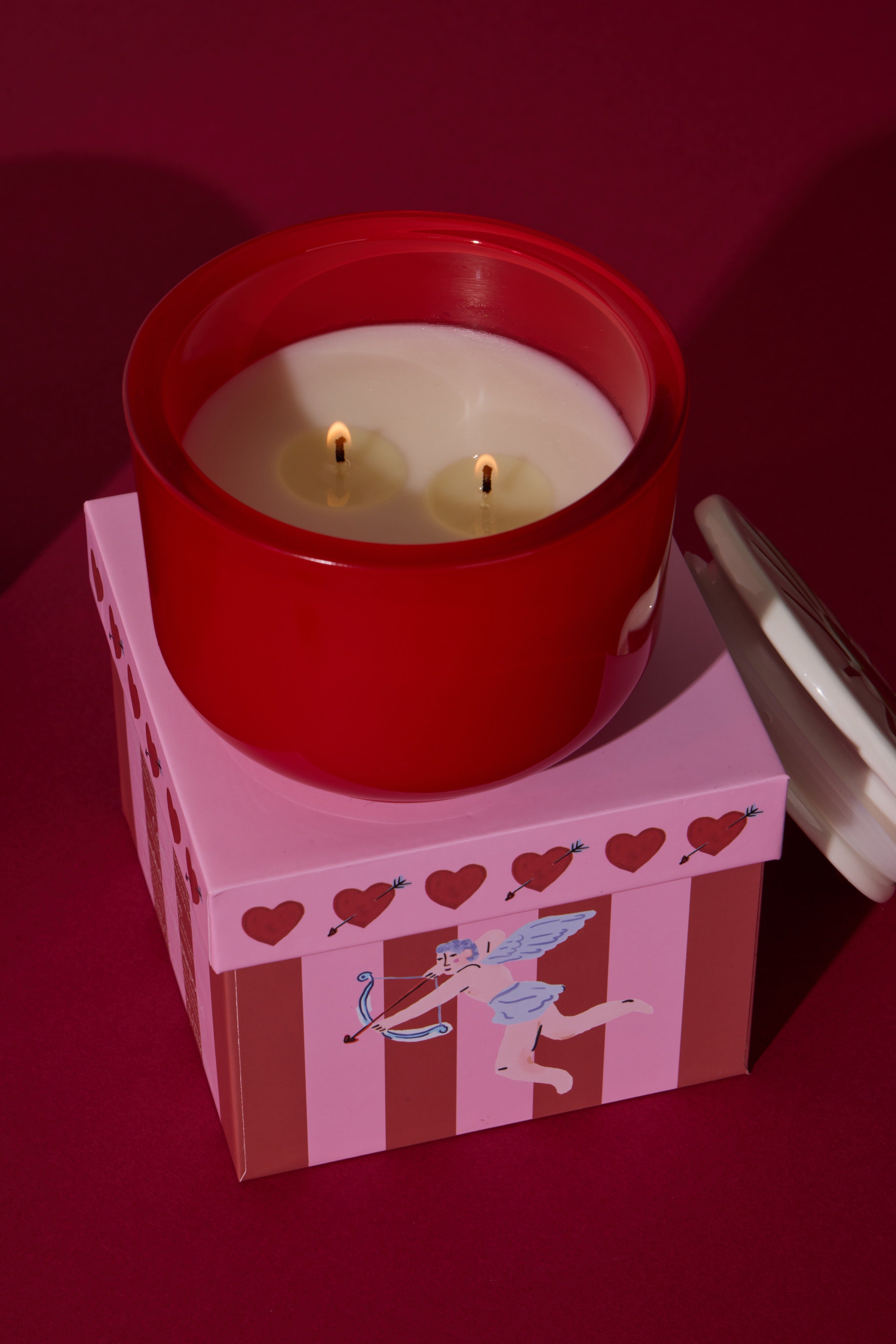 Paddywax: Charmed Red Glass Candle with Embossed Heart Ceramic Lid - Wild Fig & Rose