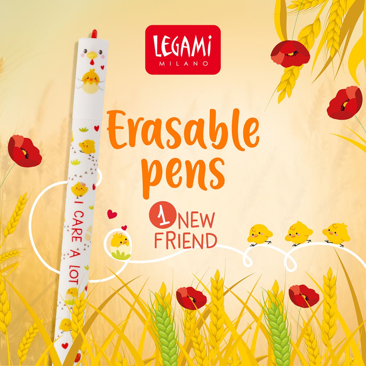 Legami Erasable Gel Pen - Hen - Red Ink