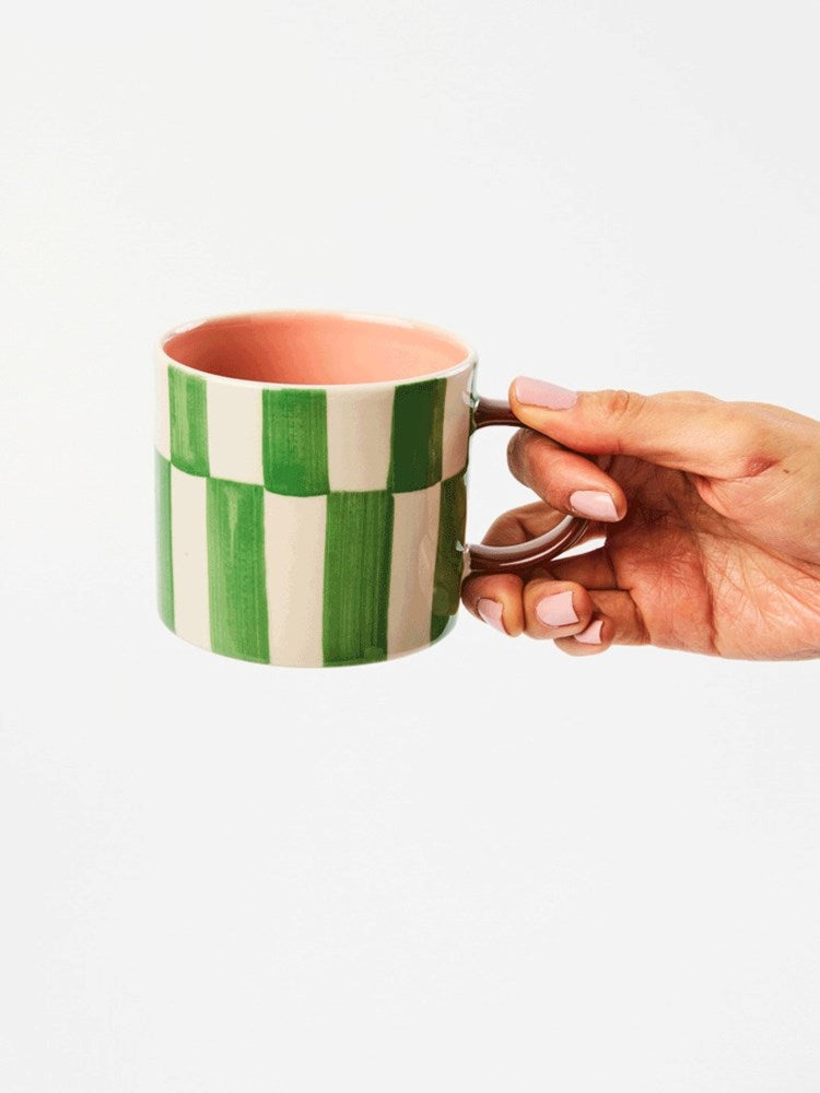 Jones & Co: Bloomie Green Check Mug