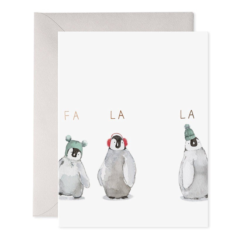 E. Frances Paper: Foil Greeting Card Fa La La Penguins