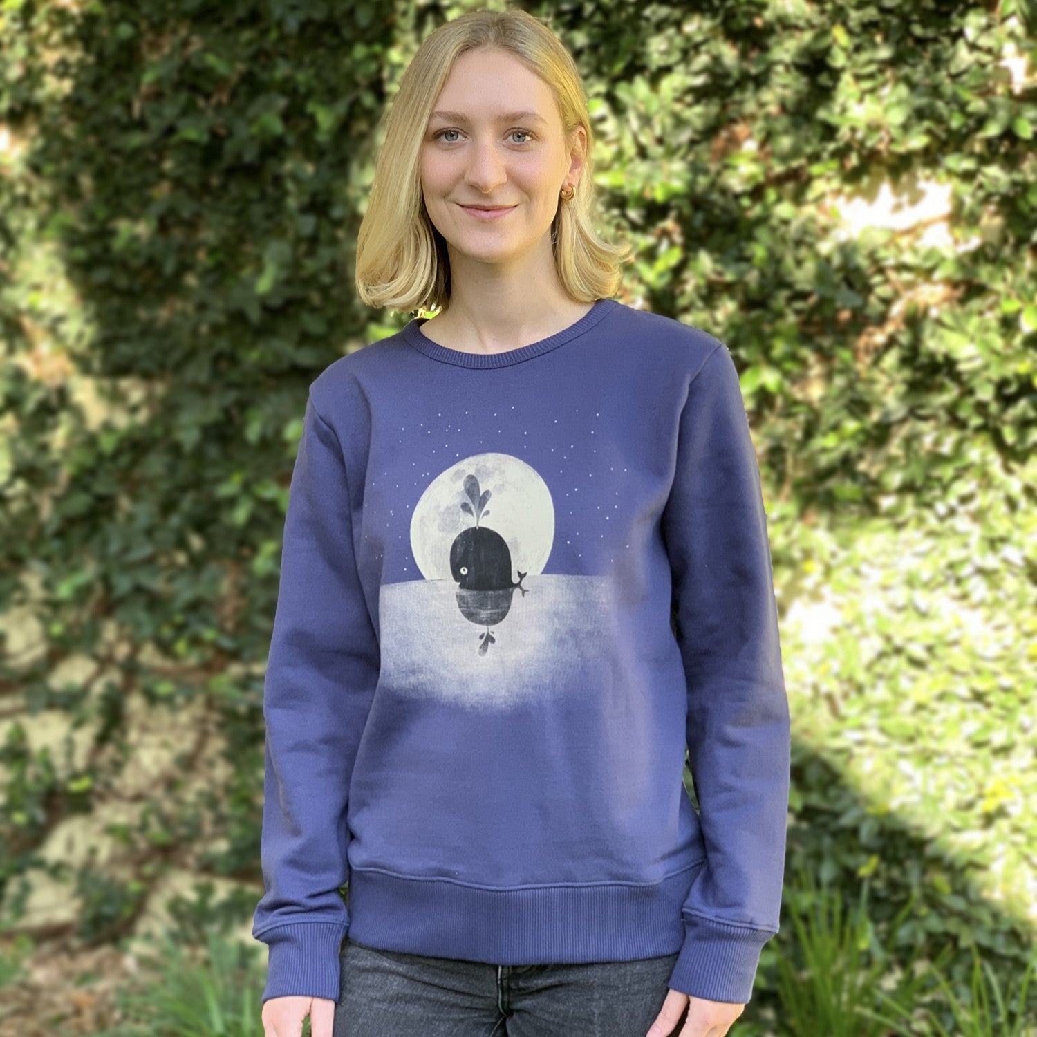 Whale Moon Womens Jumper - Dusky Blue