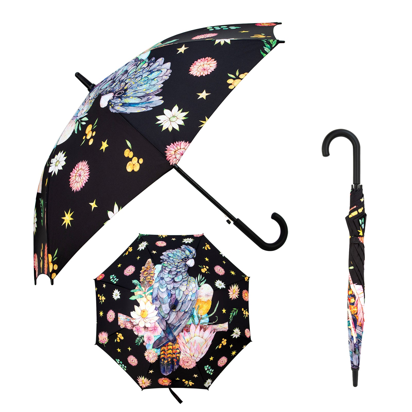 Black Cockatoo Large Umbrella