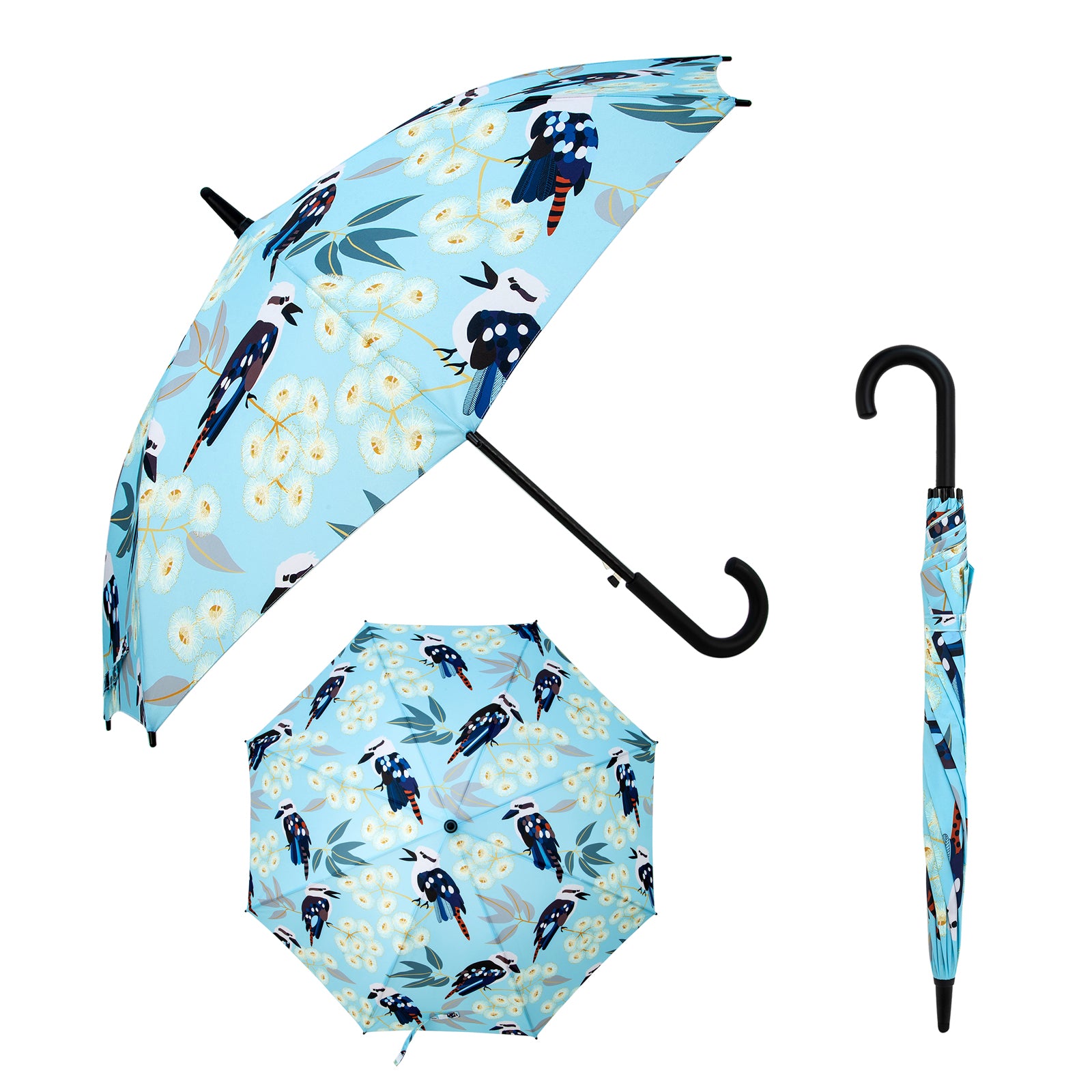 Kookaburras Large Umbrella - Light Blue