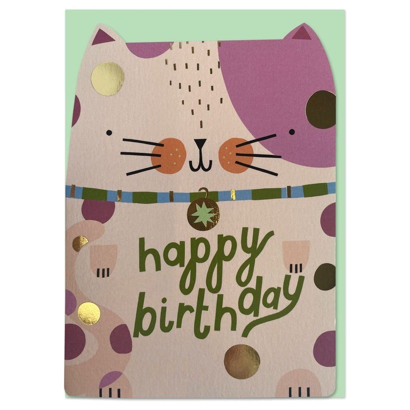 Raspberry Blossom: Happy Birthday Cat Card - Brightside