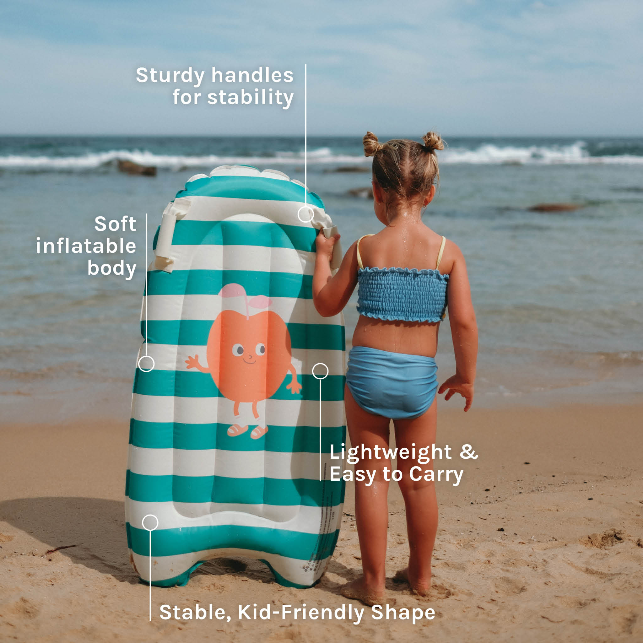 Sunnylife Kids Surf Mat - Poppy the Peach Green Stripe