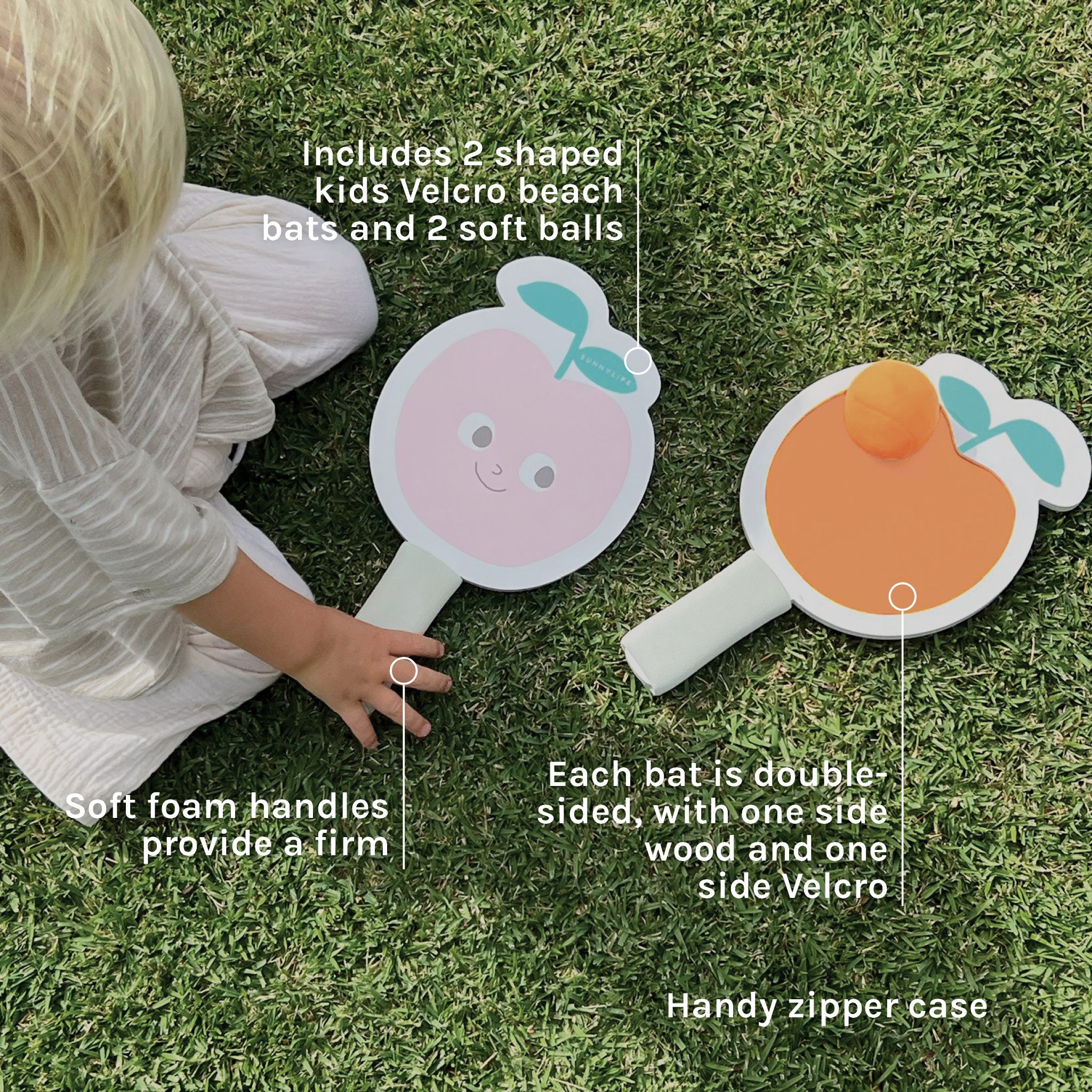 Sunnylife Kids Velcro Beach Bats - Poppy the Peach
