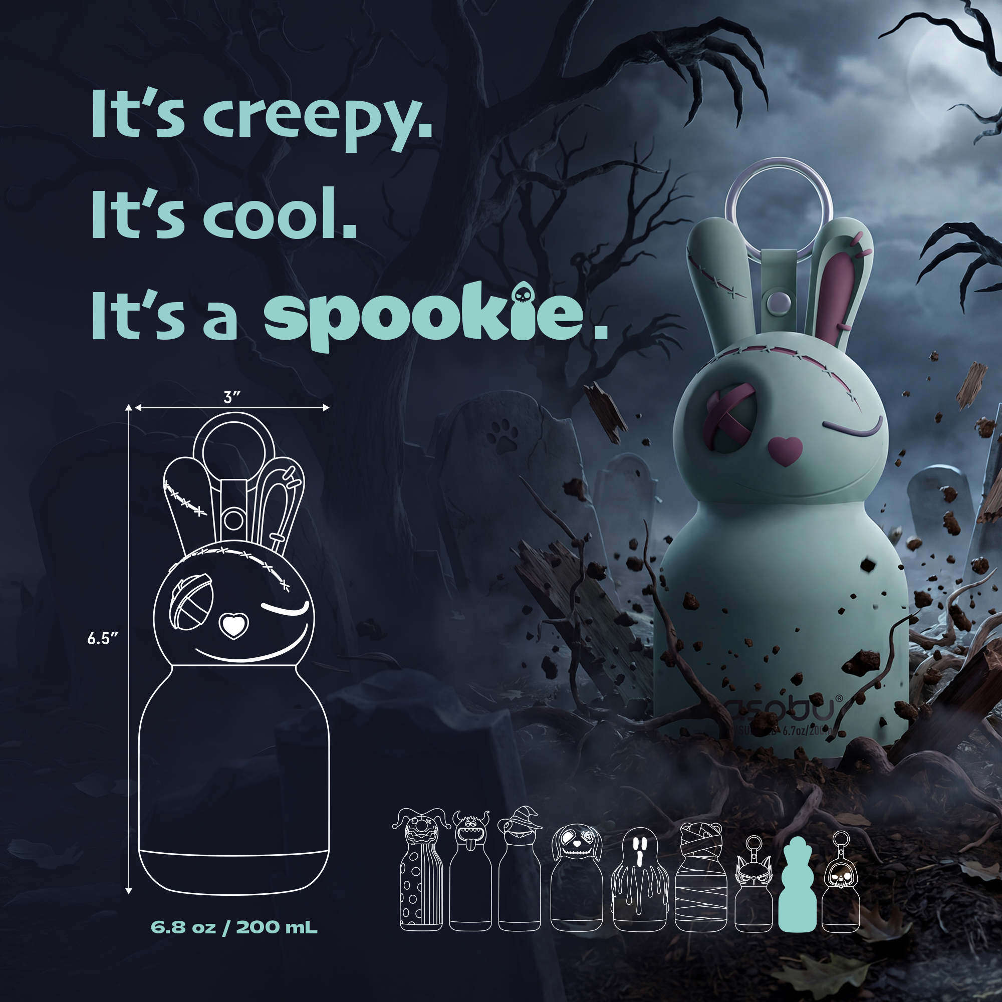Asobu Spookie Mini Bottle - Undead Bunny 200ml
