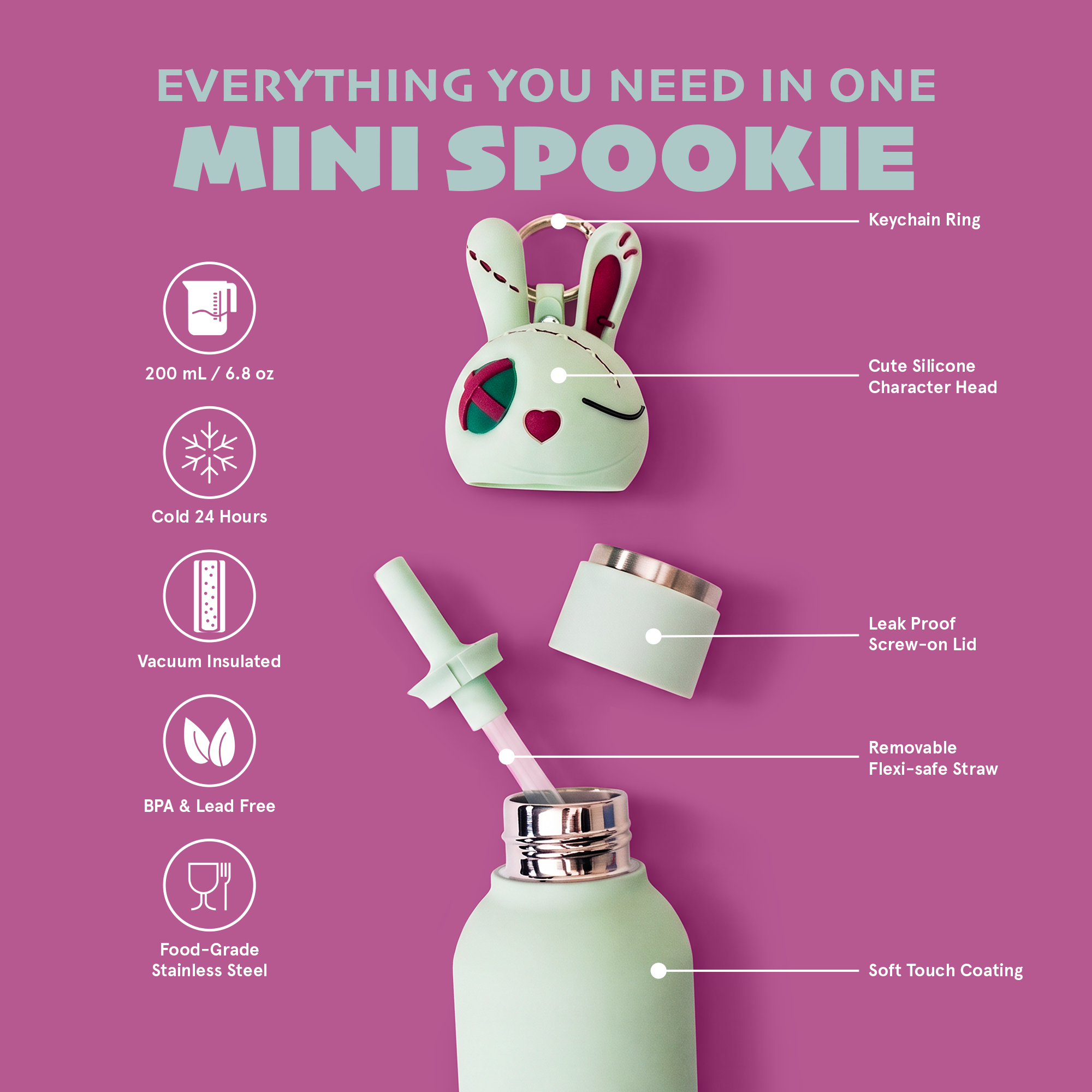 Asobu Spookie Mini Bottle - Undead Bunny 200ml