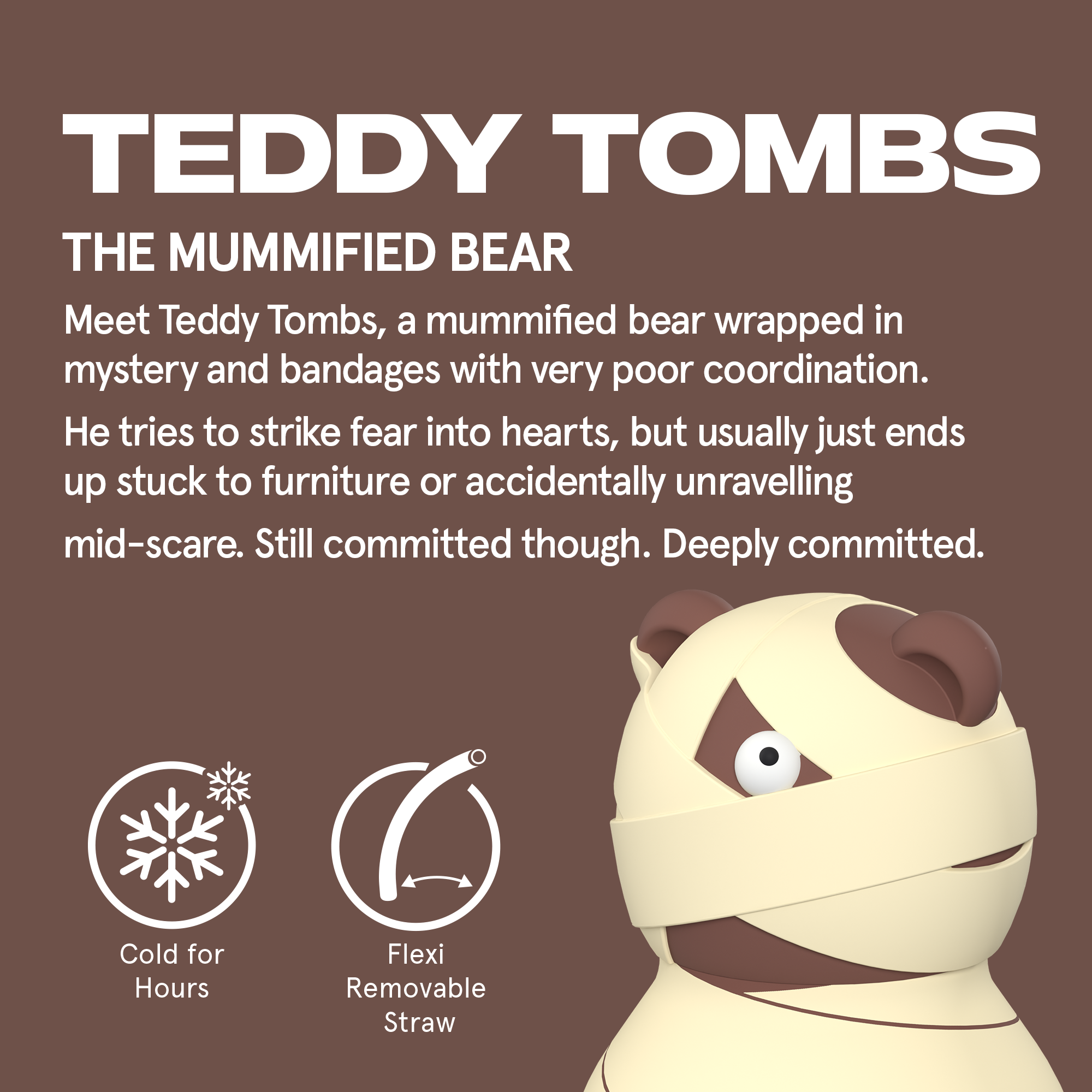 Asobu Spookie Water Bottle 660ml - Mummified Bear