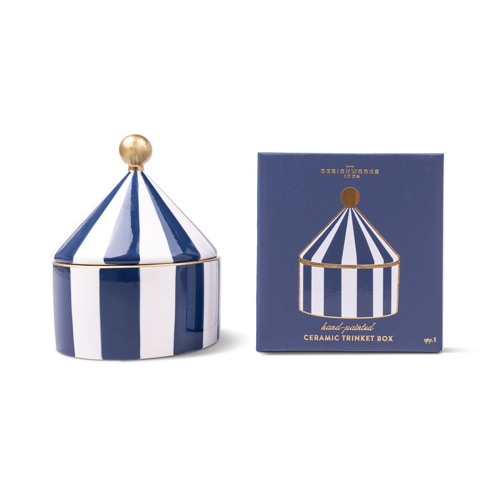 Designworks Ink: Ceramic Trinket Box - Navy Stripe