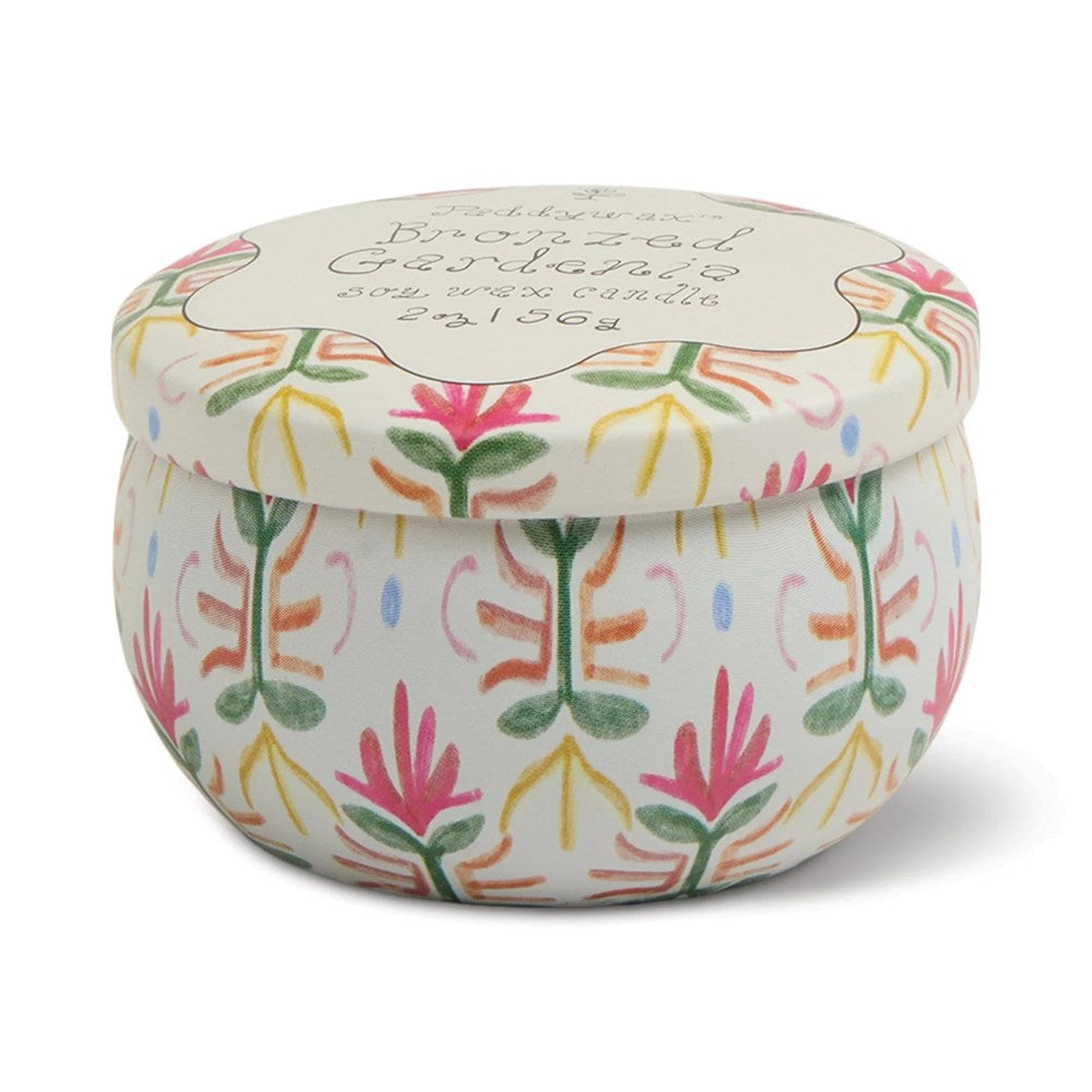 Paddywax Tulip Printed Tin Candle - Bronzed Gardenia