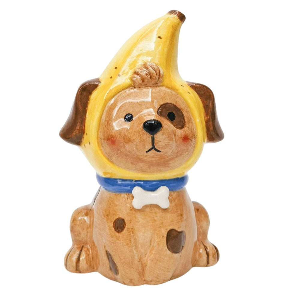 Banana Dog Ceramic Vase Brown & Yellow