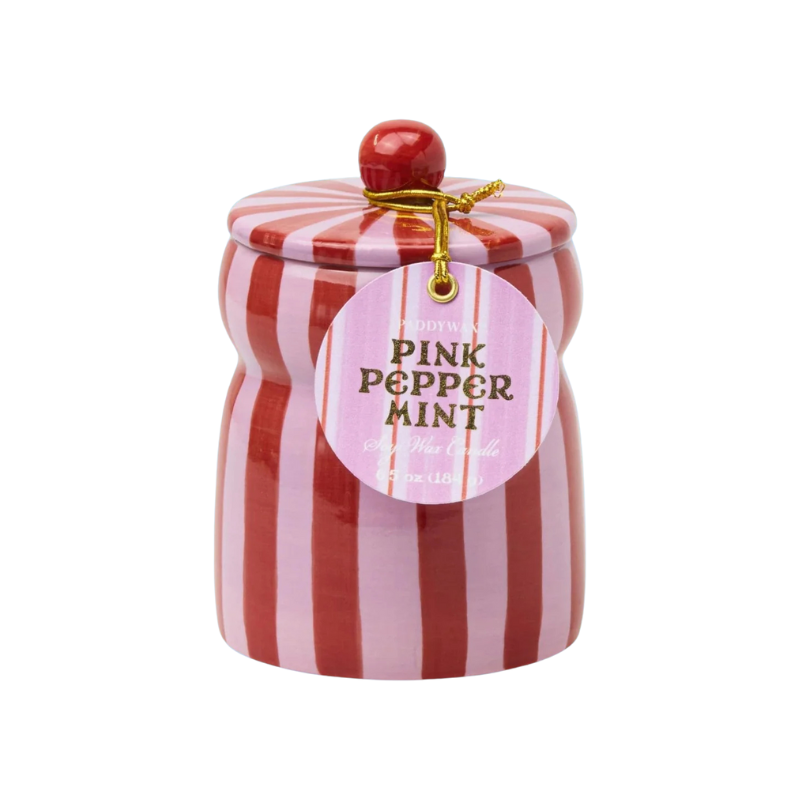 Paddywax Striped Cabana Candle With Lid - Winter Berry