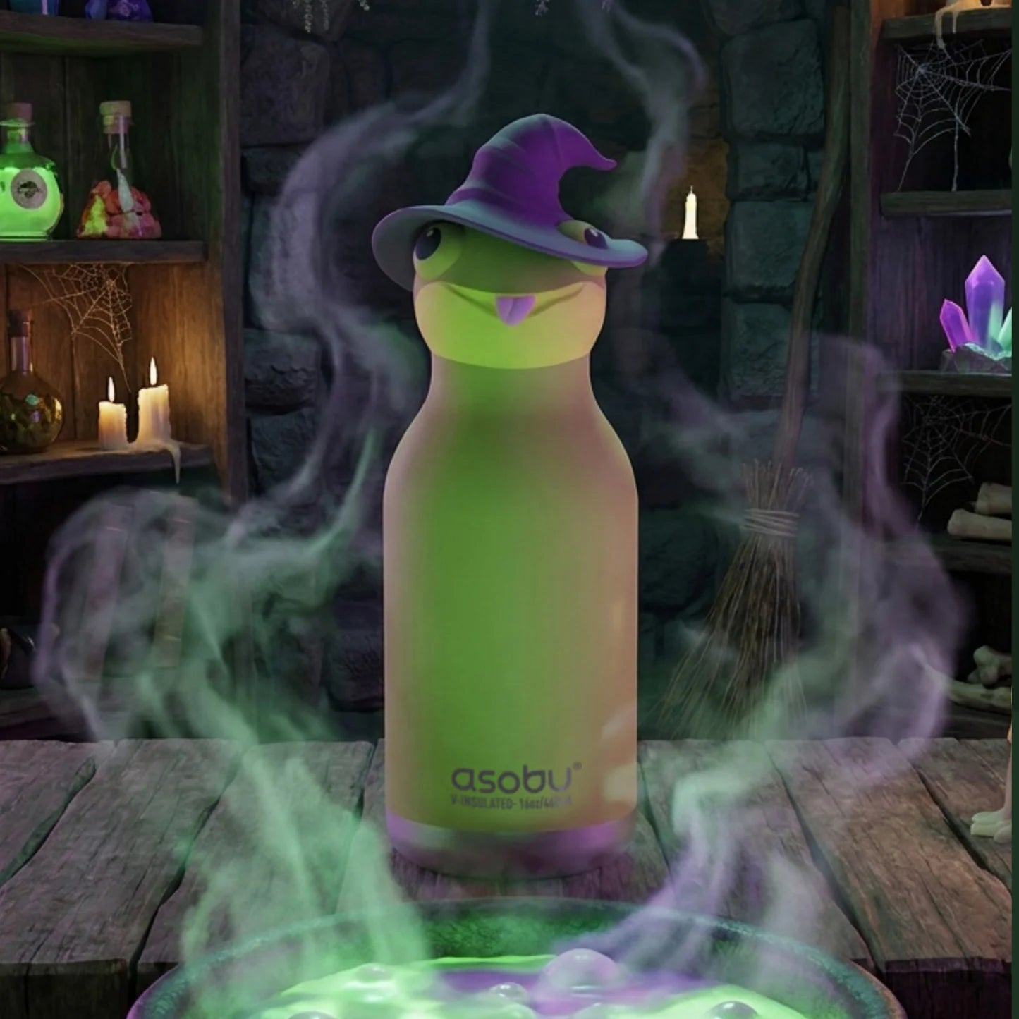 Asobu Spookie Water Bottle 460ml - Frog Witch