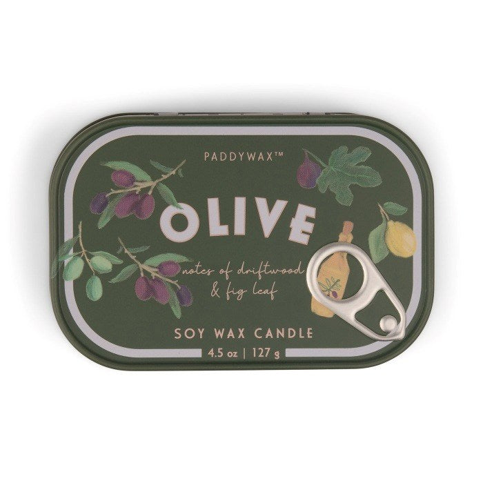 Paddywax: Bistro Olive Printed Tin Candle - Fig & Olive