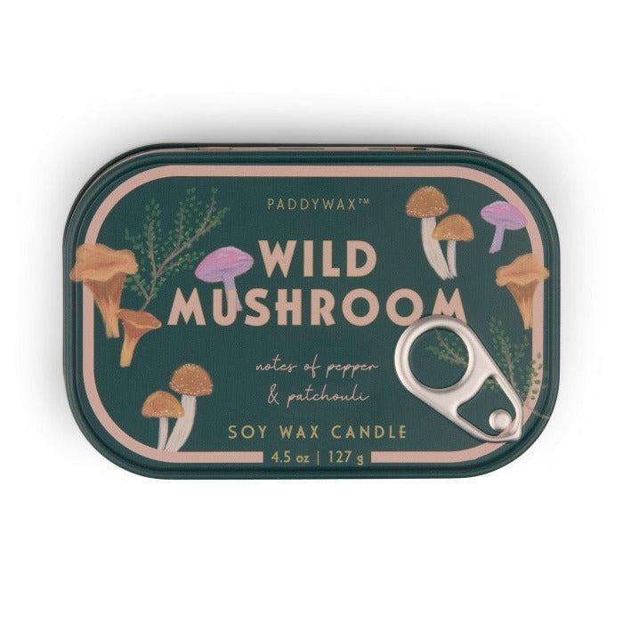 Paddywax: Bistro Mushroom Printed Tin Candle - Wild Mushroom