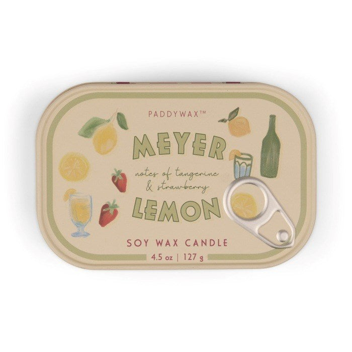 Paddywax: Bistro Lemon Printed Tin Candle - Meyer Lemon