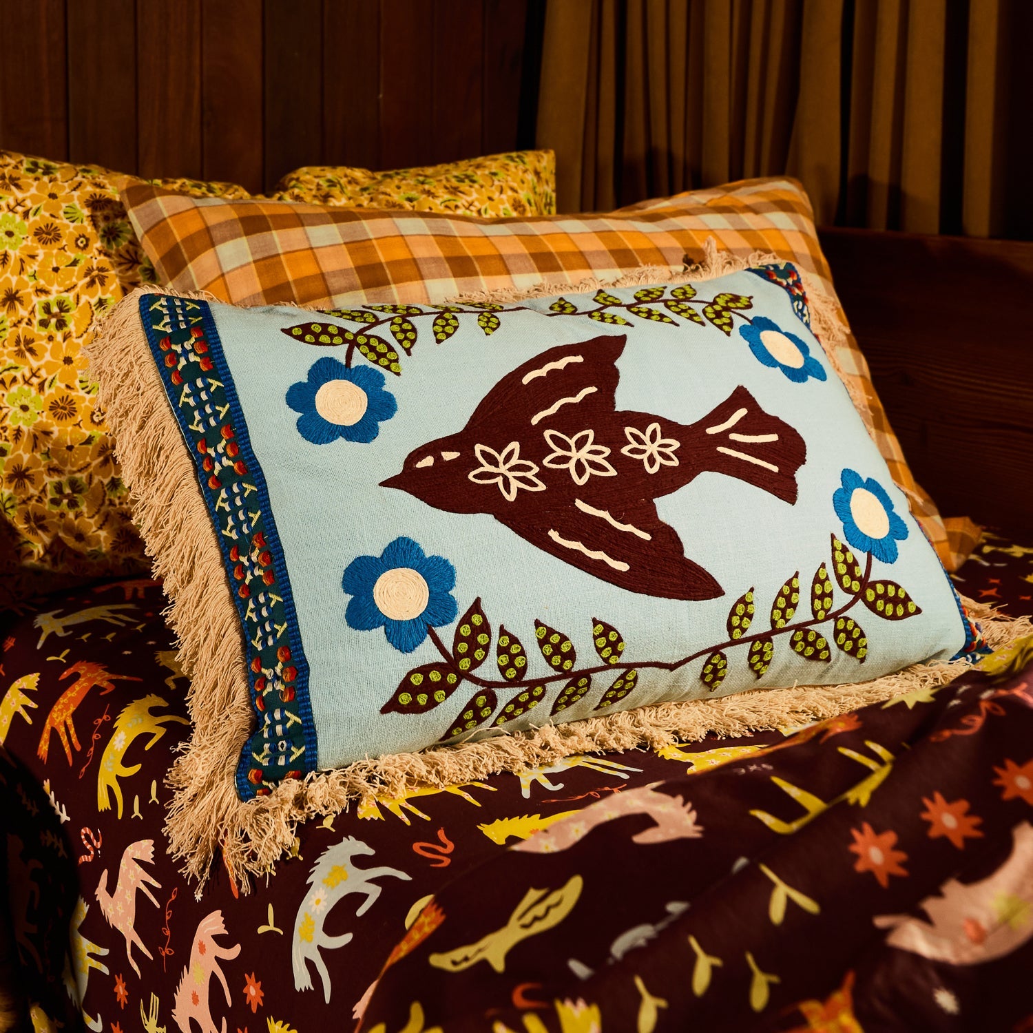 Sage and Clare Arlo Embroidered Cushion
