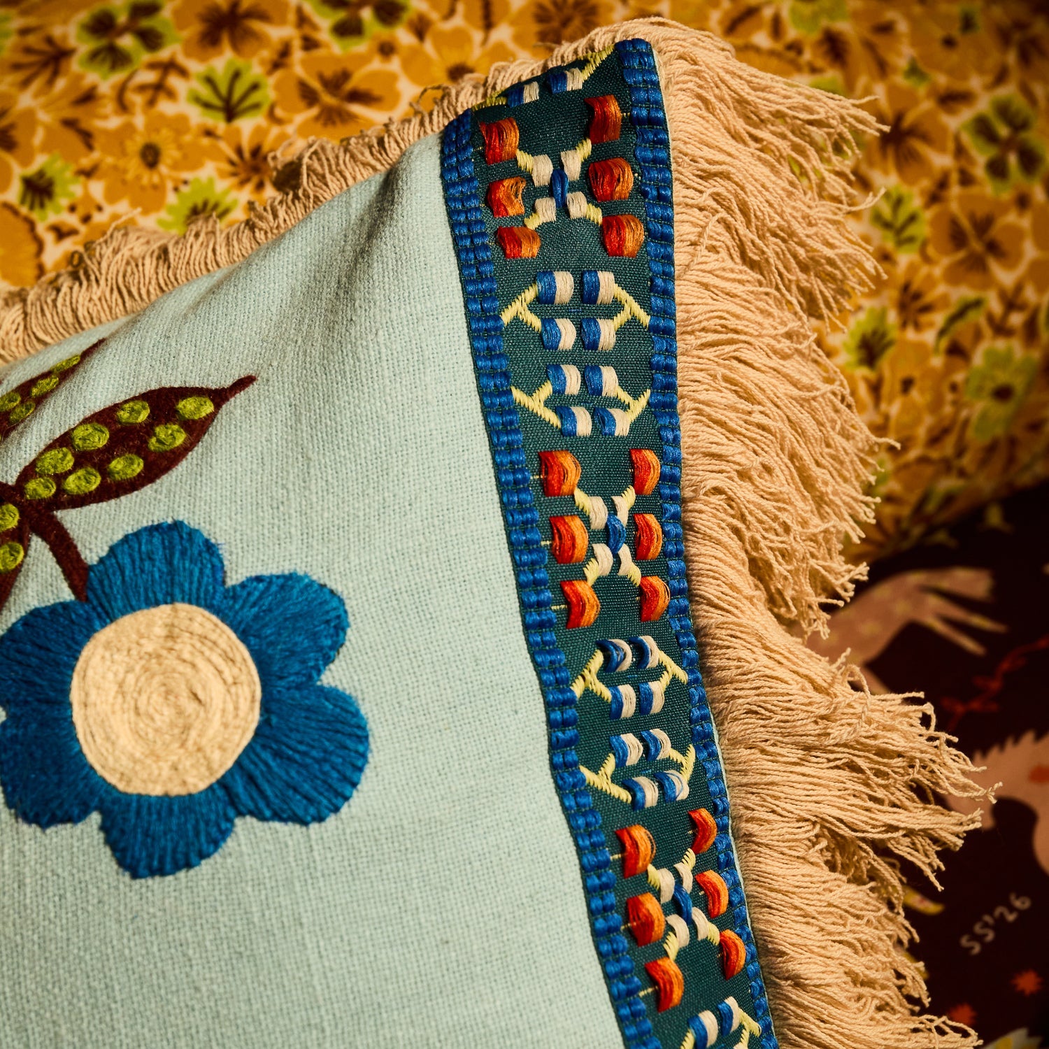 Sage and Clare Arlo Embroidered Cushion