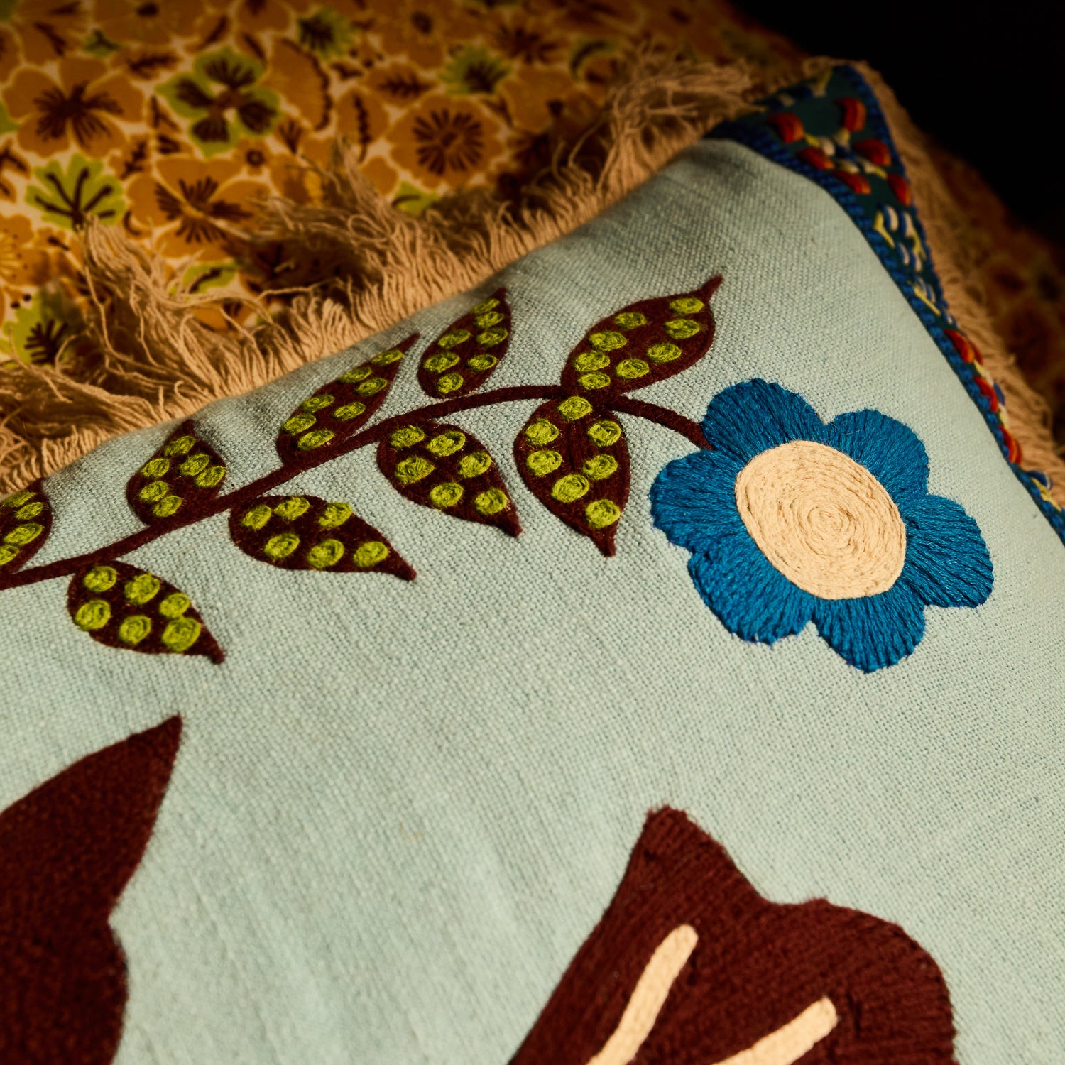 Sage and Clare Arlo Embroidered Cushion