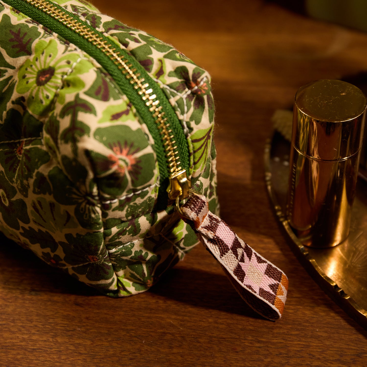 Sage x Clare Magnolia Travel Pouch - Cactus Green