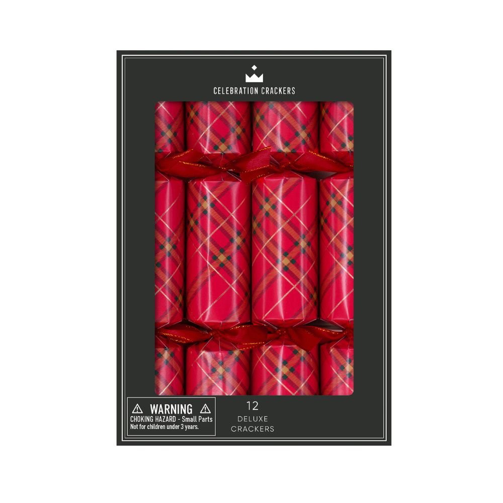 Celebration Crackers Red Plaid Deluxe Crackers - 12 Pack