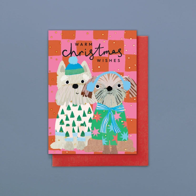 Stop The Clock Card: Pack Of 8 Warm Christmas Dogs Xmas Card